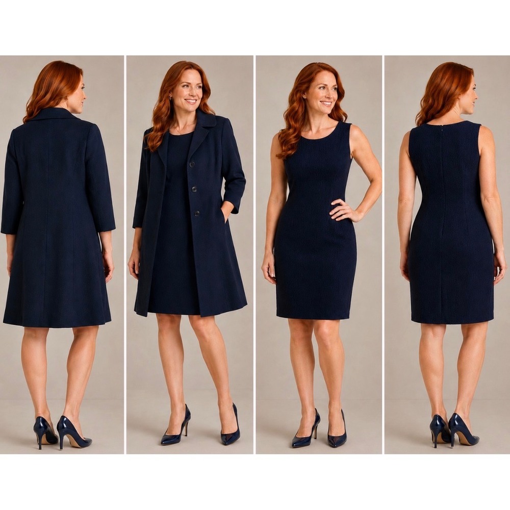 Kasper Navy Blue 2-Piece Jacket Dress Suit Size 8 NWT Career Wedding Guest